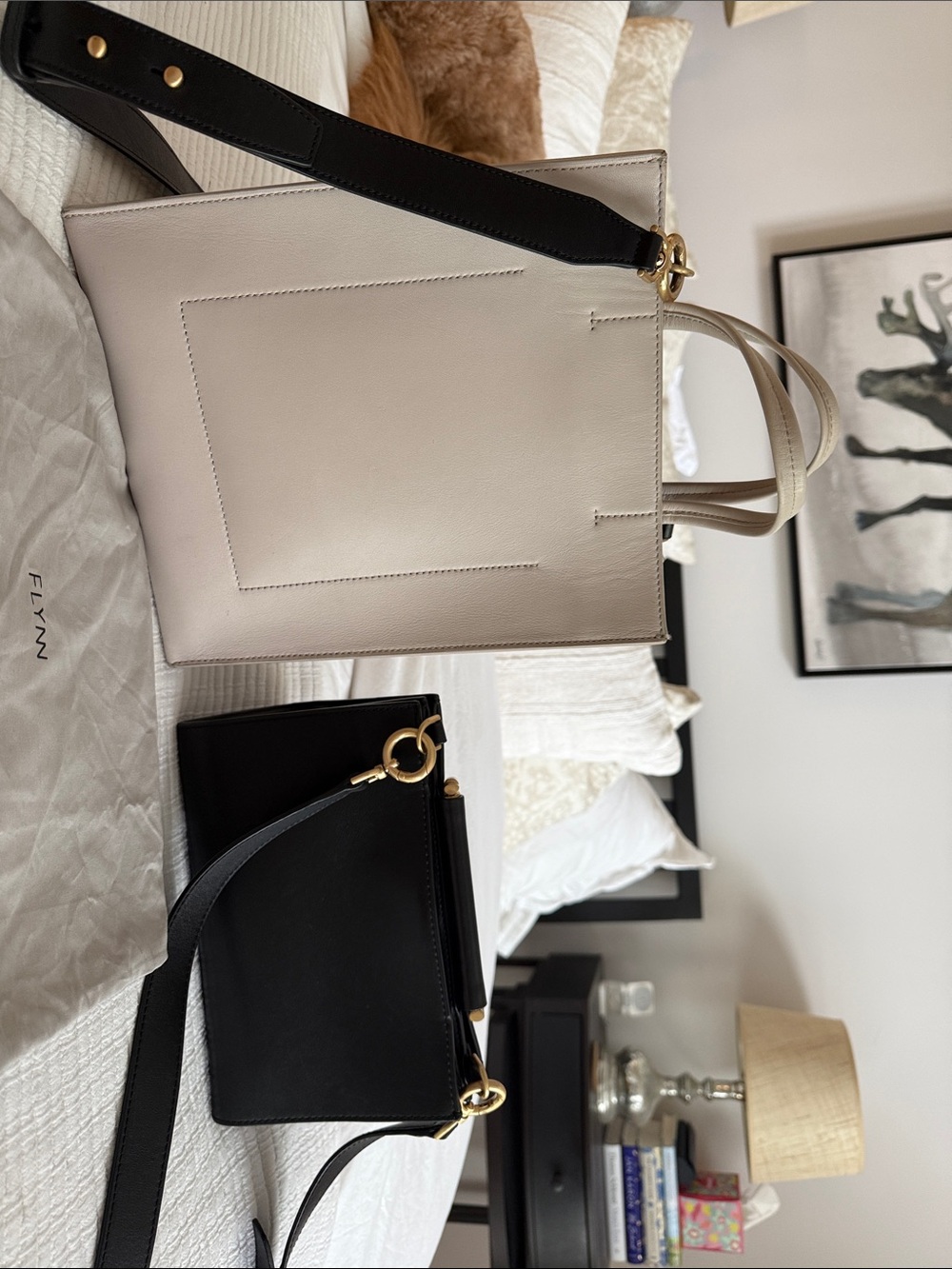 Women’s Two-Tone Tote Bag in Cream and Black